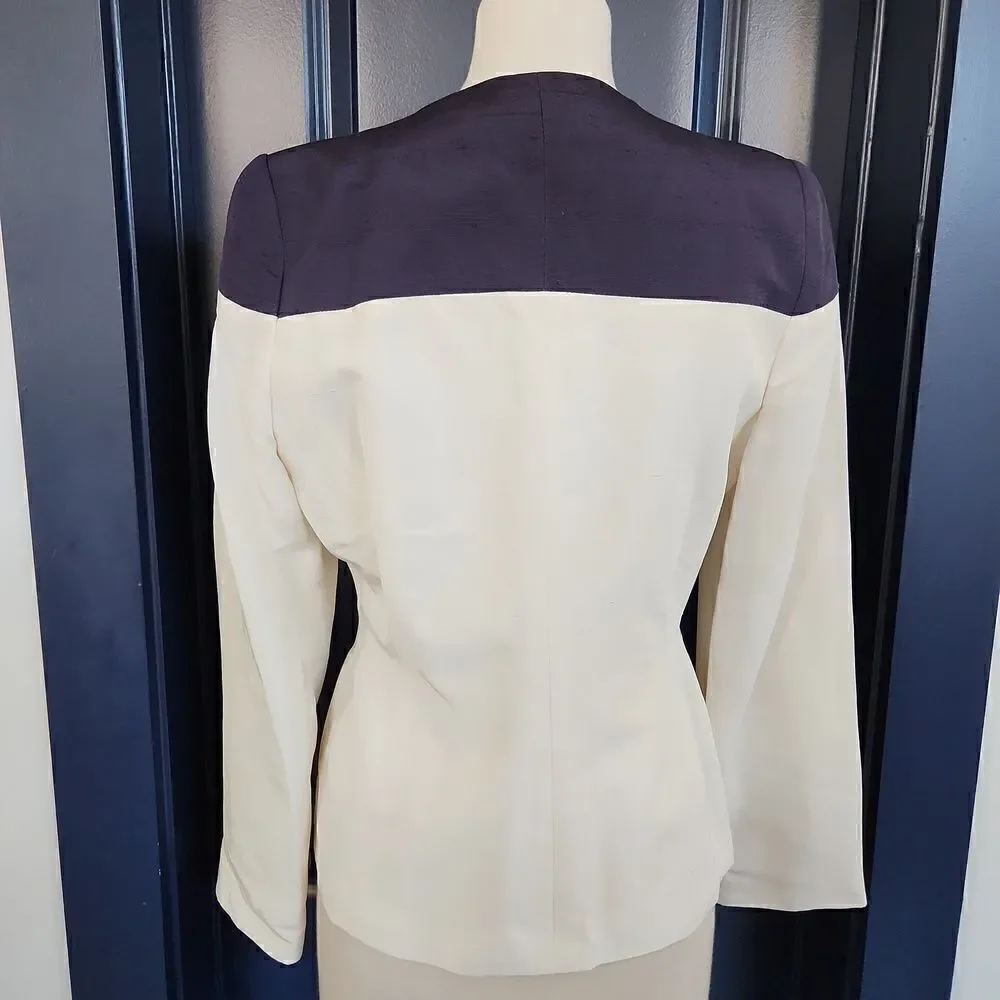 George Simonton Navy and White Silk Jacket Size 8